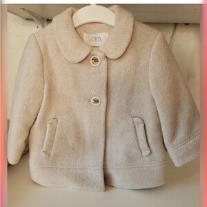 Zara Kids Cream Wool Coat 18/24m